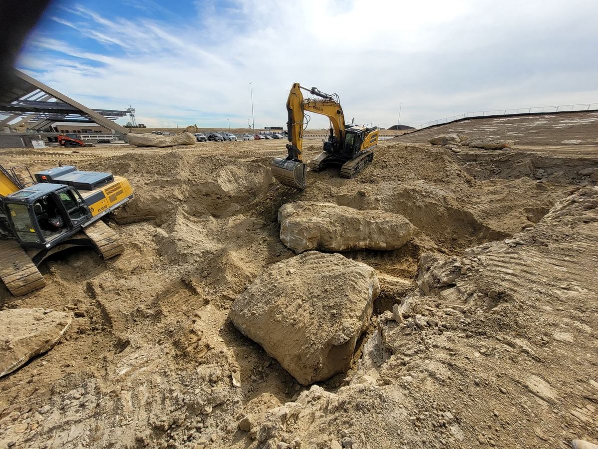 Rock excavation on a commercial site