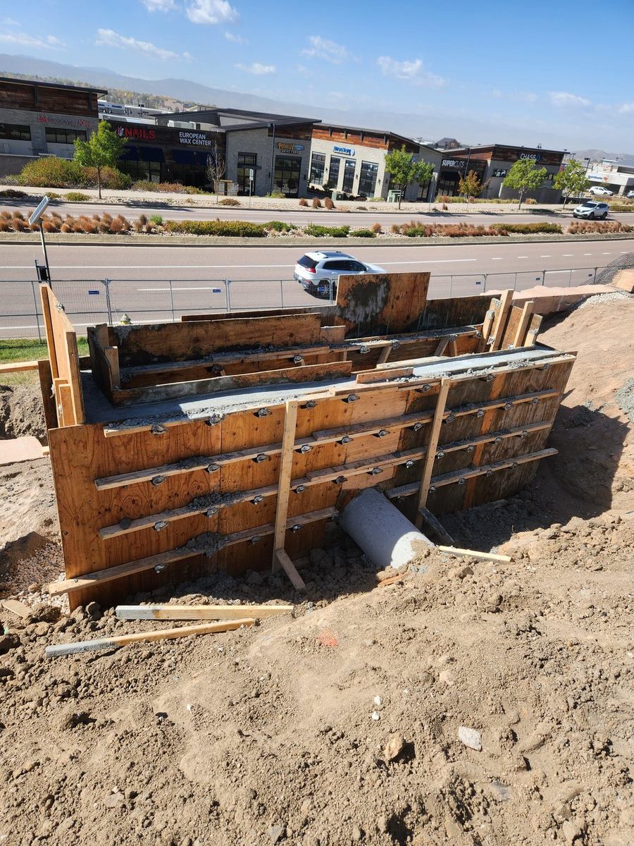 Formwork for a cast-in-place storm structure at a commercial site